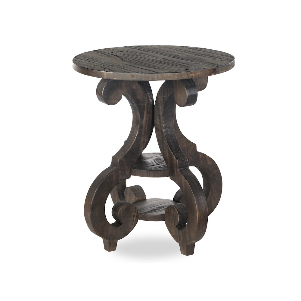 Bellamy Peppercorn Round Accent End Table. Picture 1
