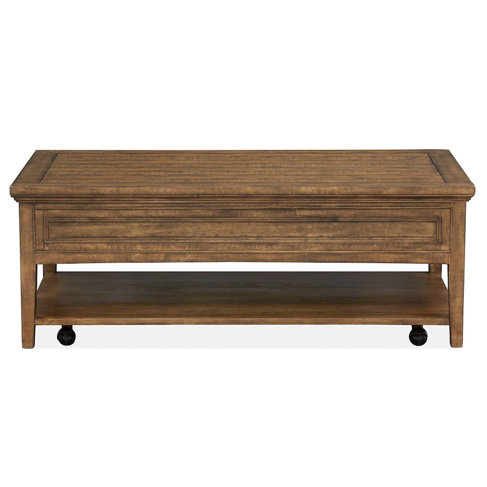 Bay Creek Toasted Nutmeg Rectangular Cocktail Table With Casters. Picture 5