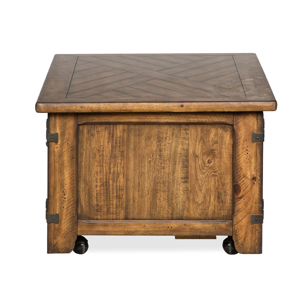 Chesterfield Farmhouse Timber Lift Top Storage Cocktail Table With Casters. Picture 6