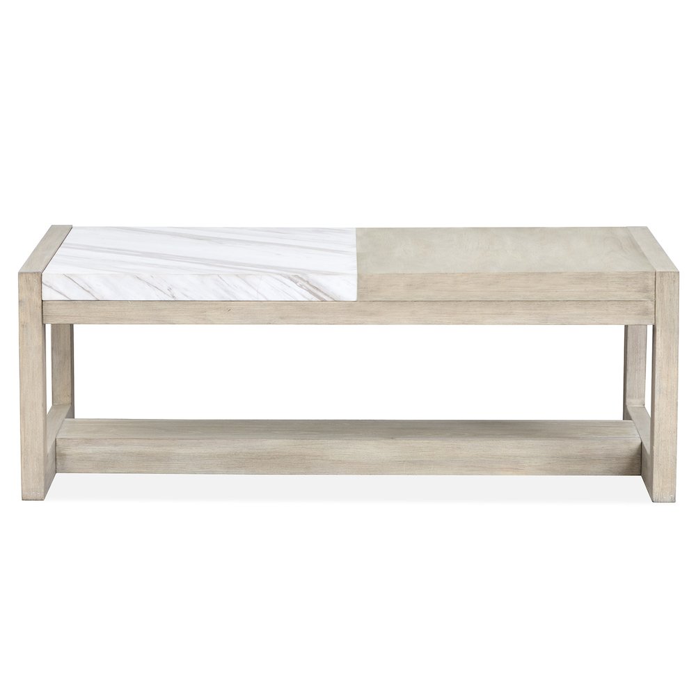 Preston Gallery Buff And Antique Silver Rectangular Cocktail Table. Picture 3