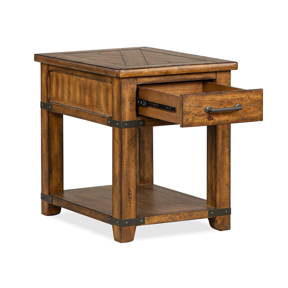 Chesterfield Farmhouse Timber Rectangular End Table. Picture 5