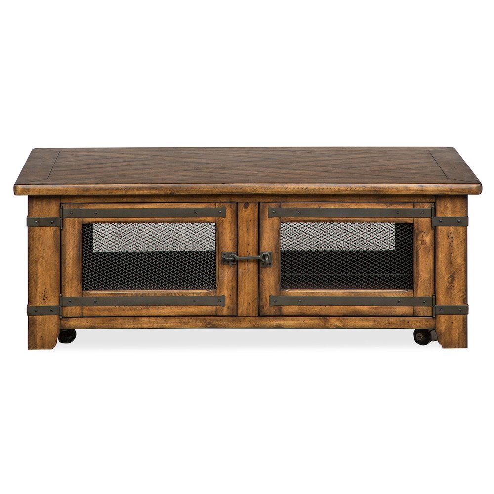 Chesterfield Farmhouse Timber Lift Top Storage Cocktail Table With Casters. Picture 3