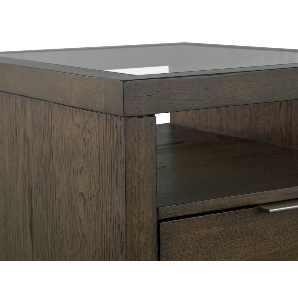 Merrick Homestead Brown And Clear Glass Rectangular End Table. Picture 7
