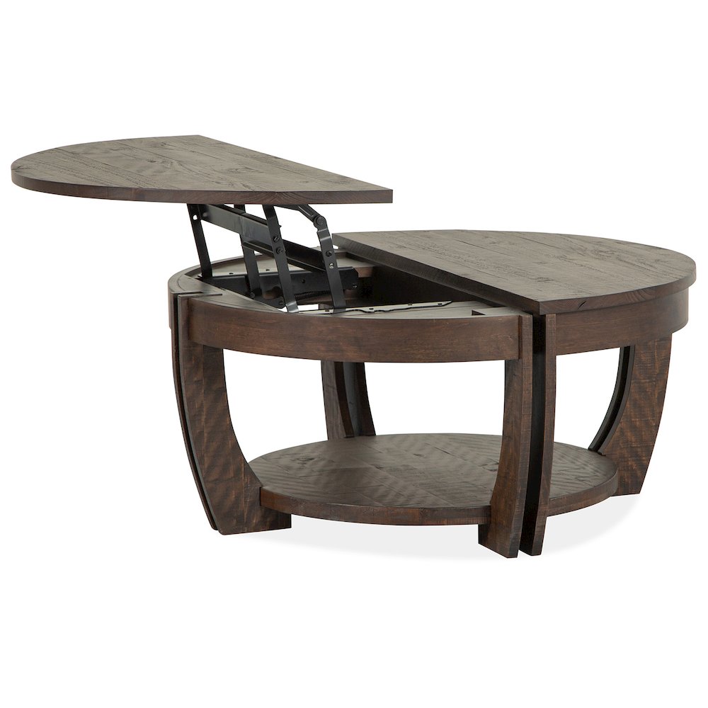 Lyndale Nutmeg Lift Top Storage Cocktail Table With Casters. Picture 2