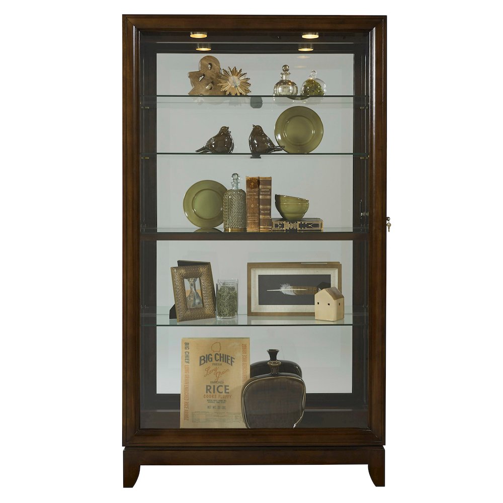 Pulaski Curios Deep Brown Sliding Door 5 Shelf Curio Cabinet. Picture 4