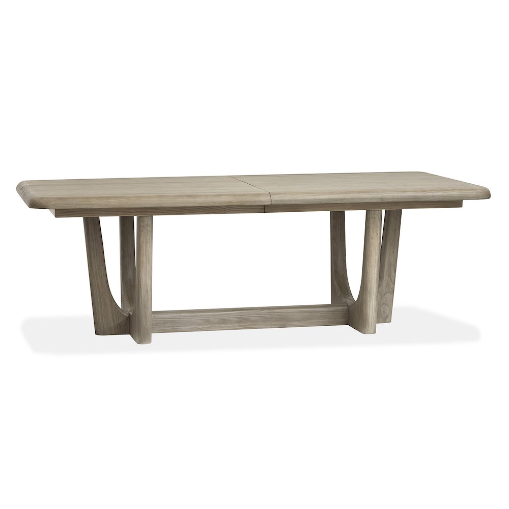 Braelyn Dorian Grey Extendable Trestle Dining Table. Picture 1