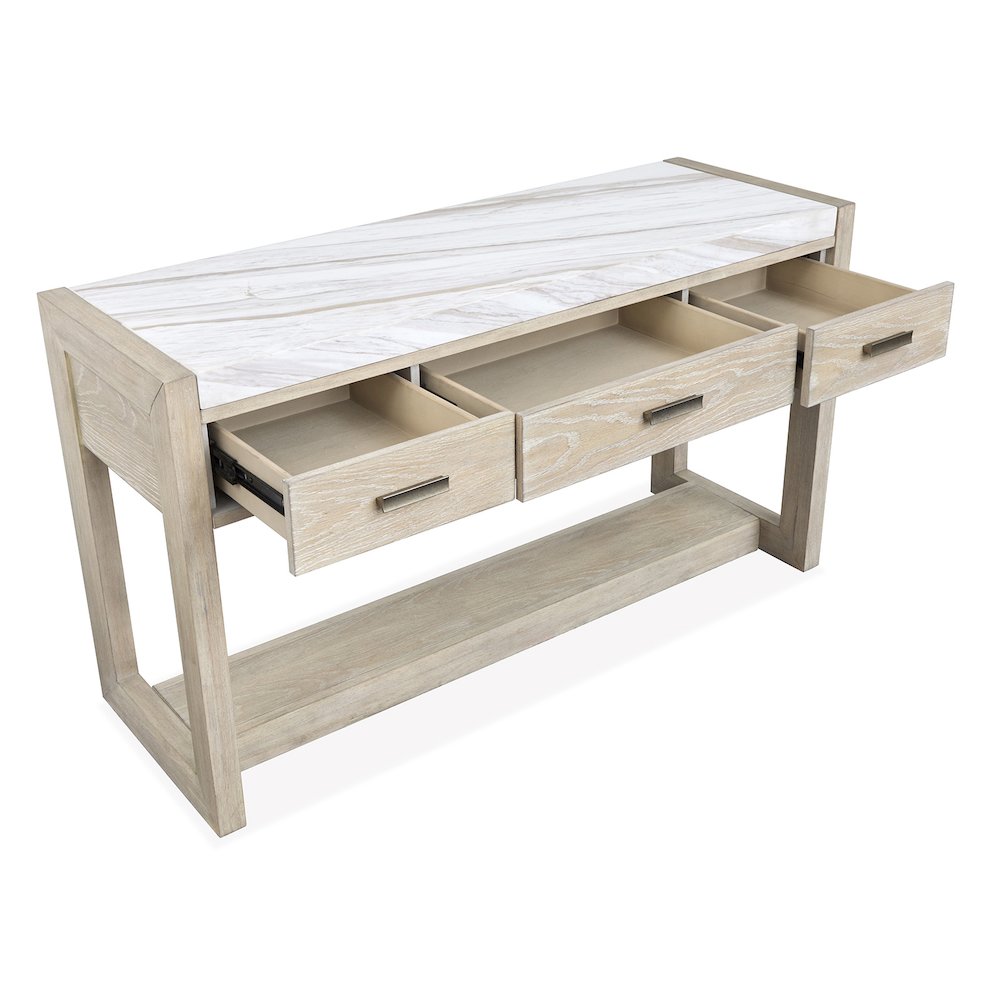 Preston Gallery Buff And Antique Silver Rectangular Sofa Table. Picture 7