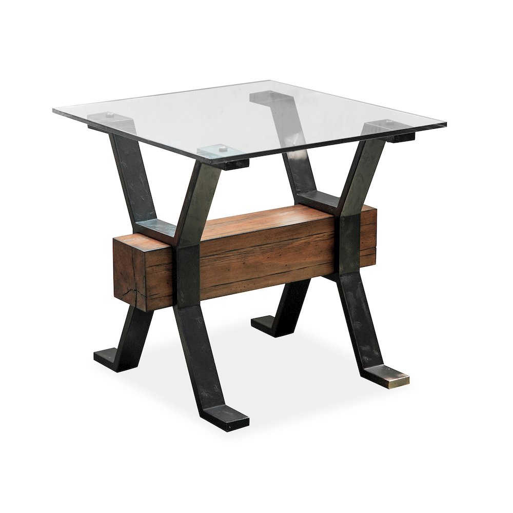 Sawyer Toasted Nutmeg And Smoked Iron Rectangular End Table. Picture 1