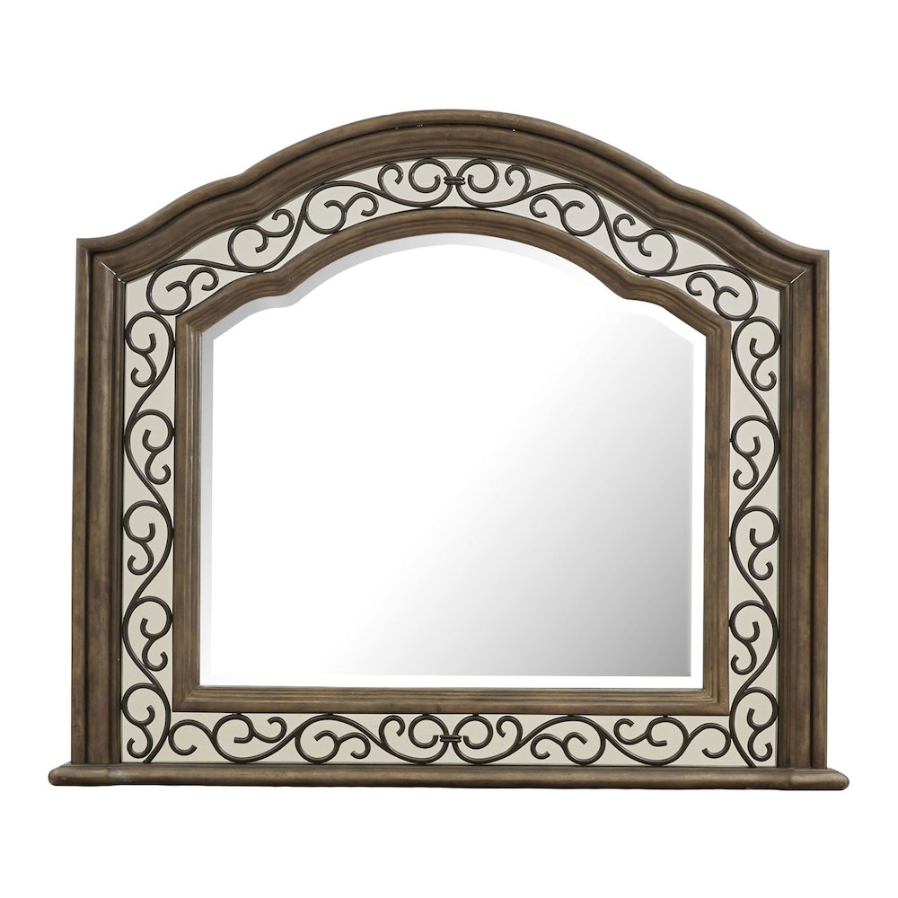 Durango Willadeene Brown Drawer Dresser With Shaped Mirror. Picture 5