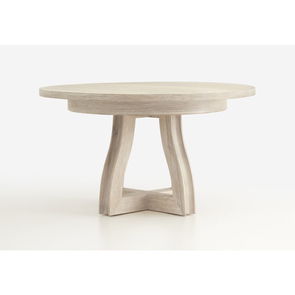 Herringbone Ridge White 54" Extendable Round Dining Table. Picture 4