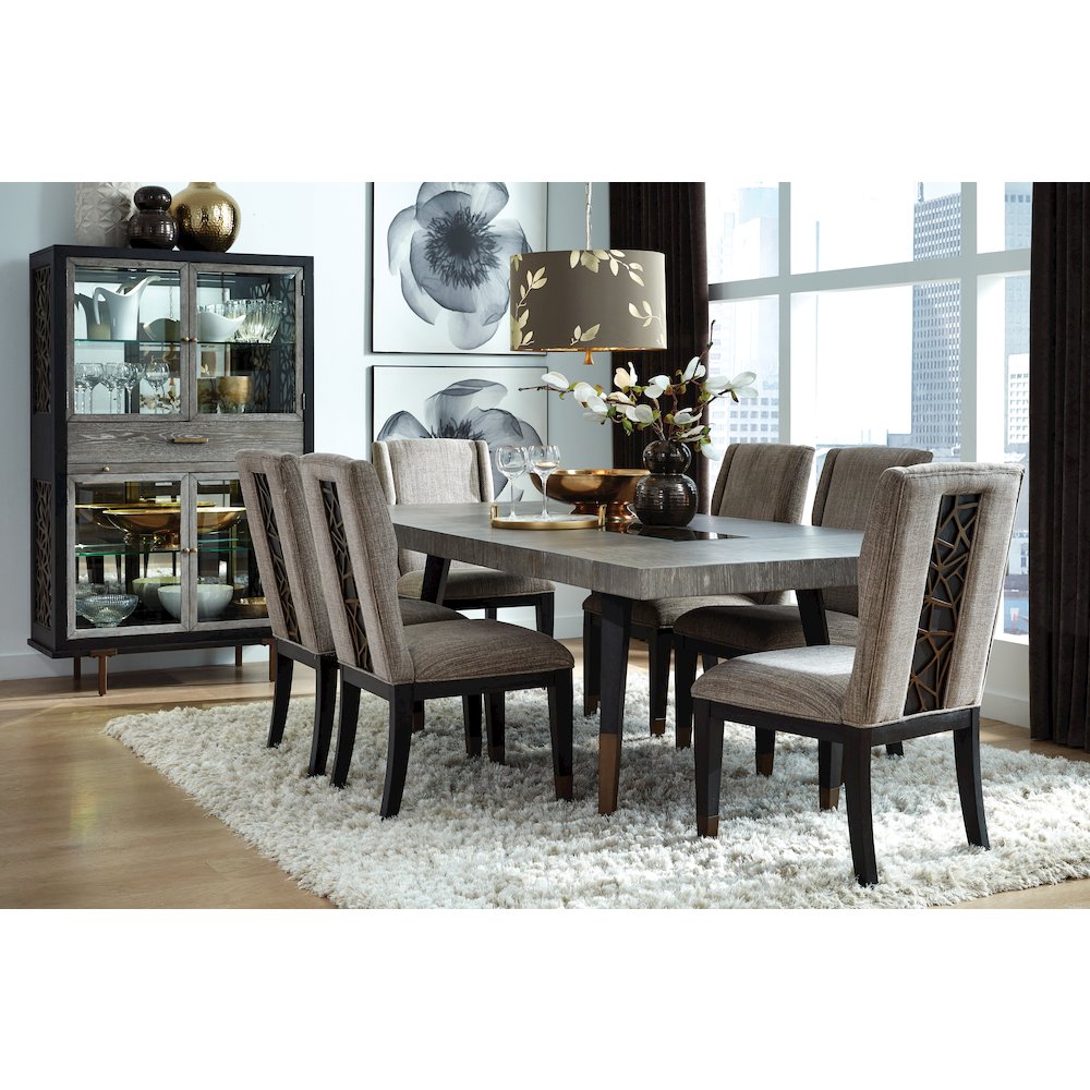 Ryker Nocturn Black And Coventry Grey Rectangular Dining Table. Picture 11