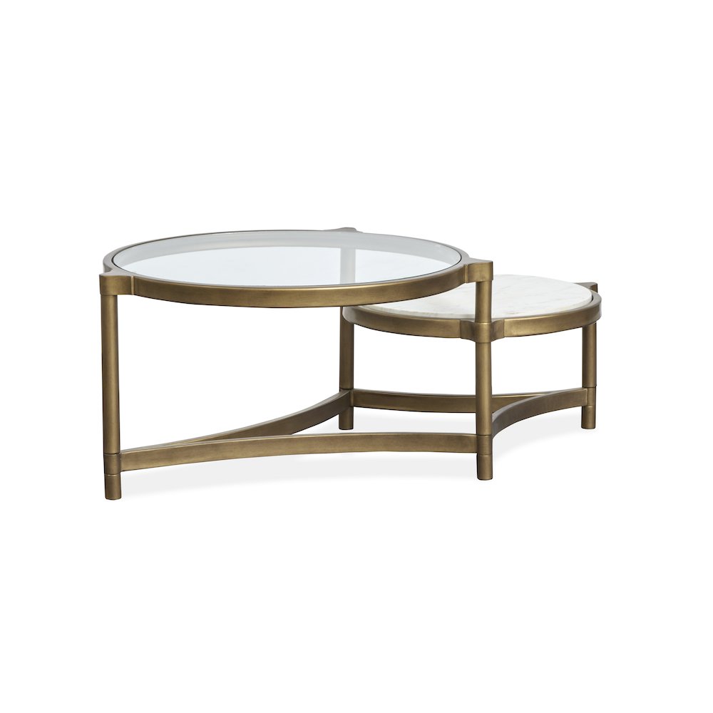 Cassidy Aged Brass And Volakas Classic Shaped Cocktail Table. Picture 2