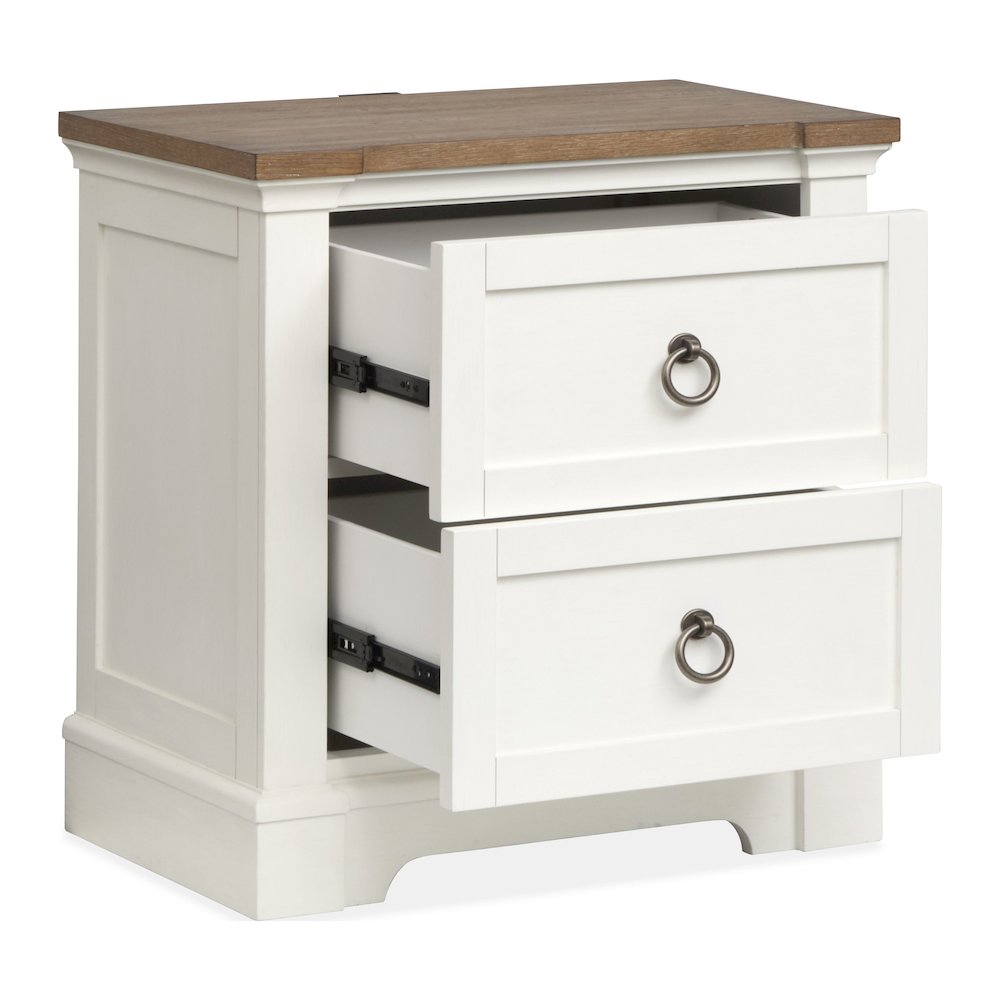 Kingston Whisper White And Cerused Nutmeg Drawer Nightstand. Picture 5