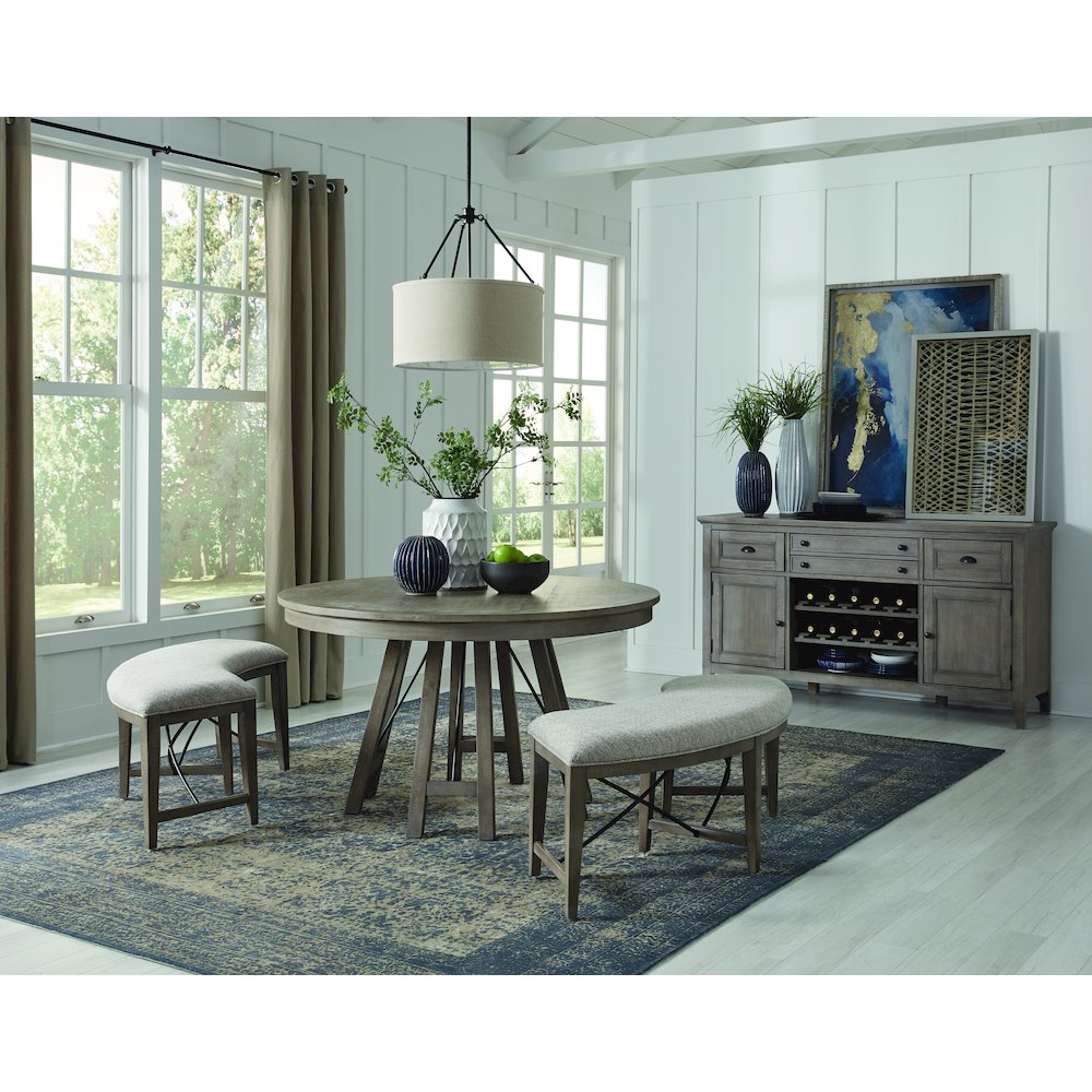 Paxton Place Dovetail Grey 52" Round Dining Table. Picture 8