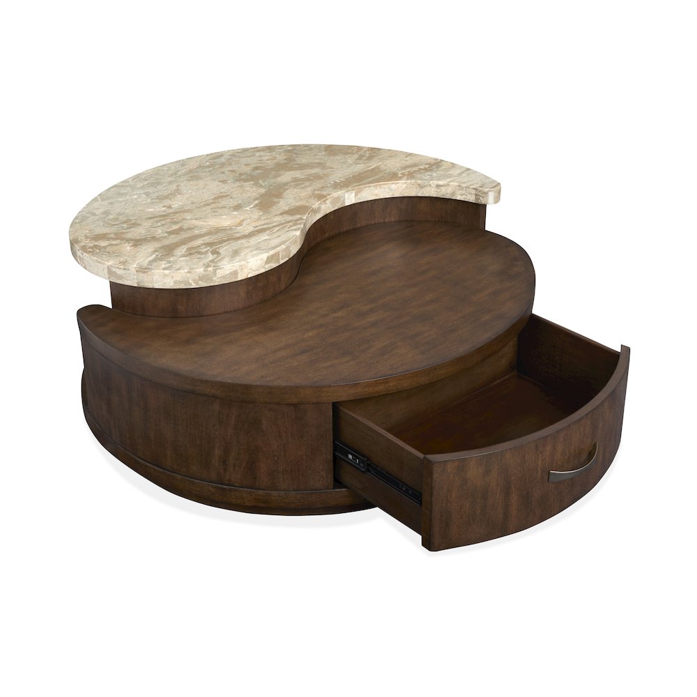 Mcpherson Burnt Umber Round Cocktail Table With Casters. Picture 12