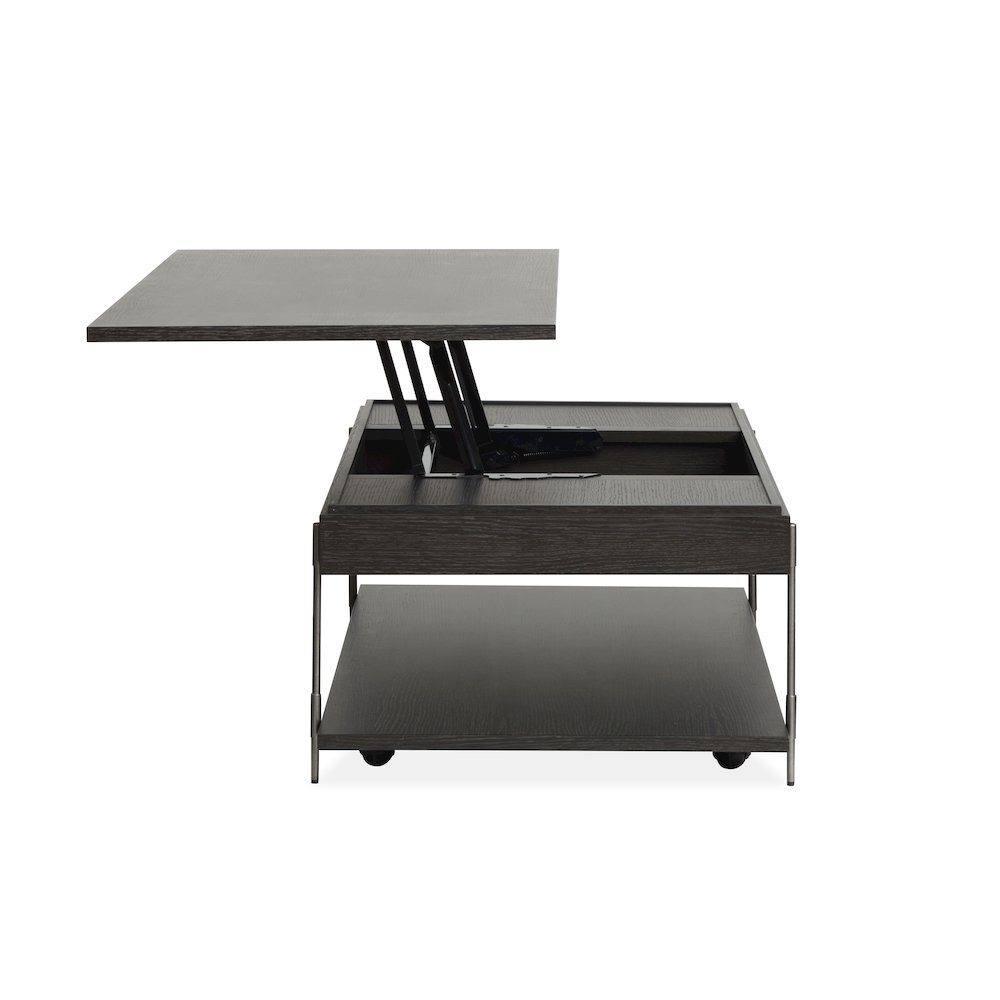 Spencer Dark Briarsmoke Lift Top Storage Cocktail Table With Casters. Picture 8