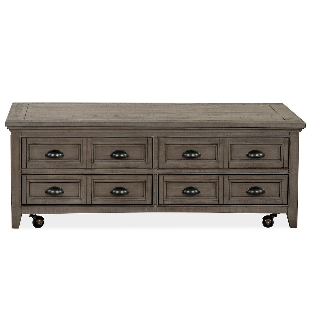 Paxton Place Dovetail Grey Lift Top Storage Cocktail Table With Casters. Picture 3