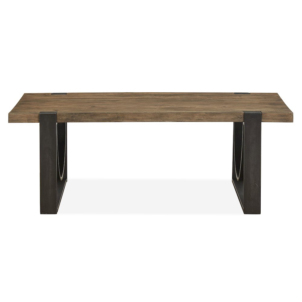 Bowden Rustic Honey And Distressed Iron Rectangular Cocktail Table. Picture 2