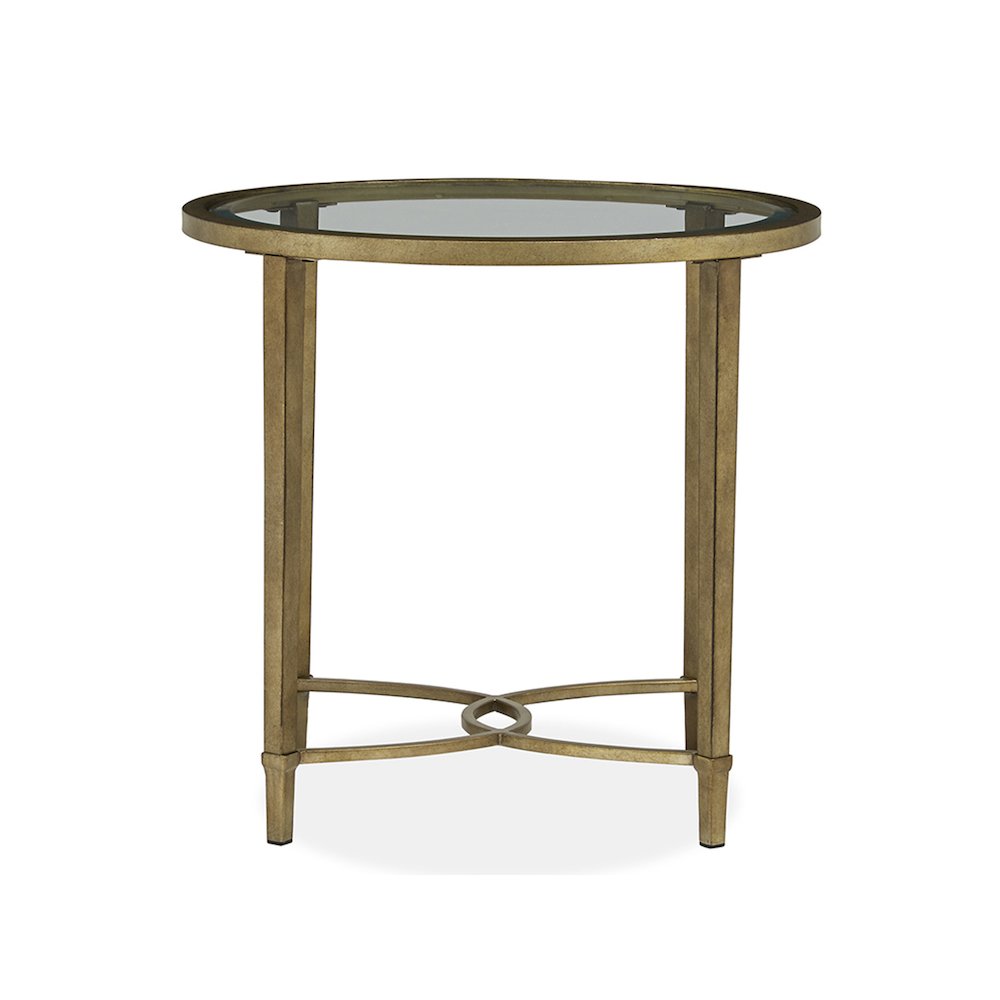 Copia Antiqued Silver With Gold Tint Oval End Table. Picture 3