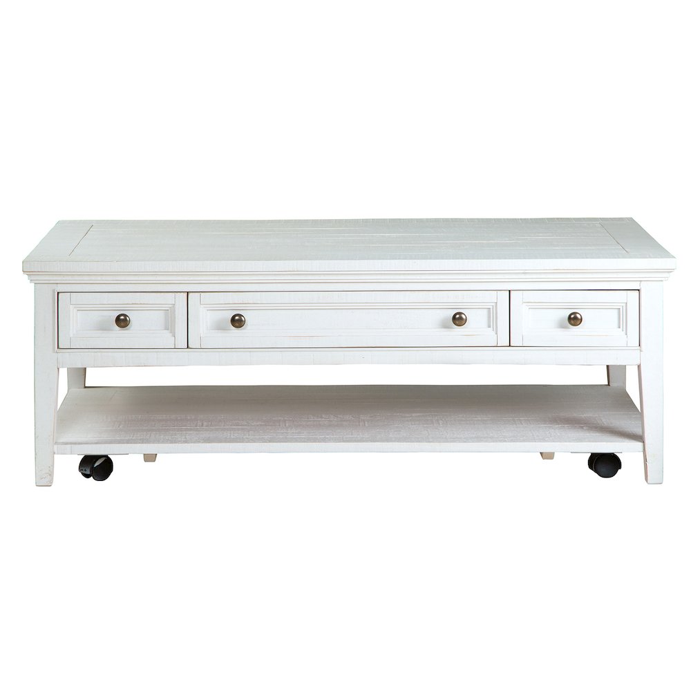 Heron Cove Chalk White Rectangular Cocktail Table With Casters. Picture 2