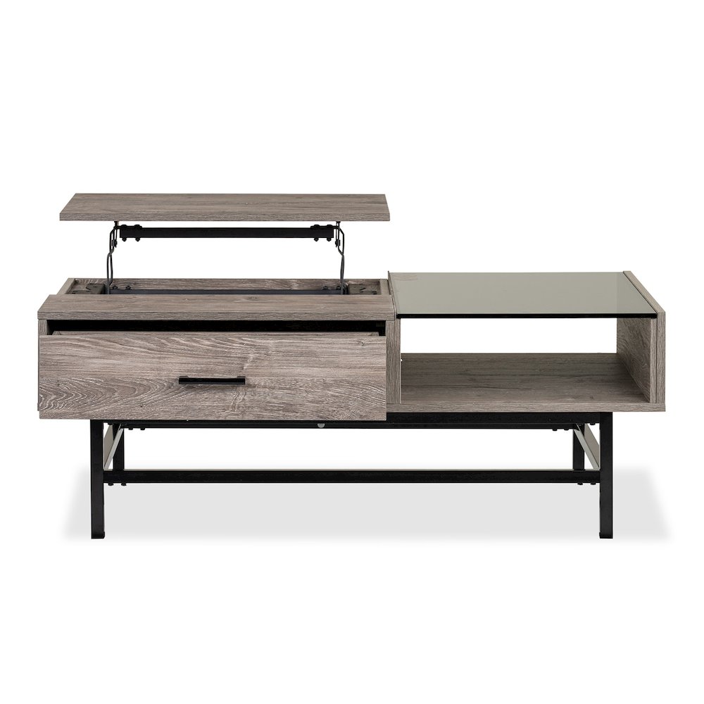 Fenwick Whitetail Brown And Smoke Glass Rectangular Lift Top Cocktail Table. Picture 7