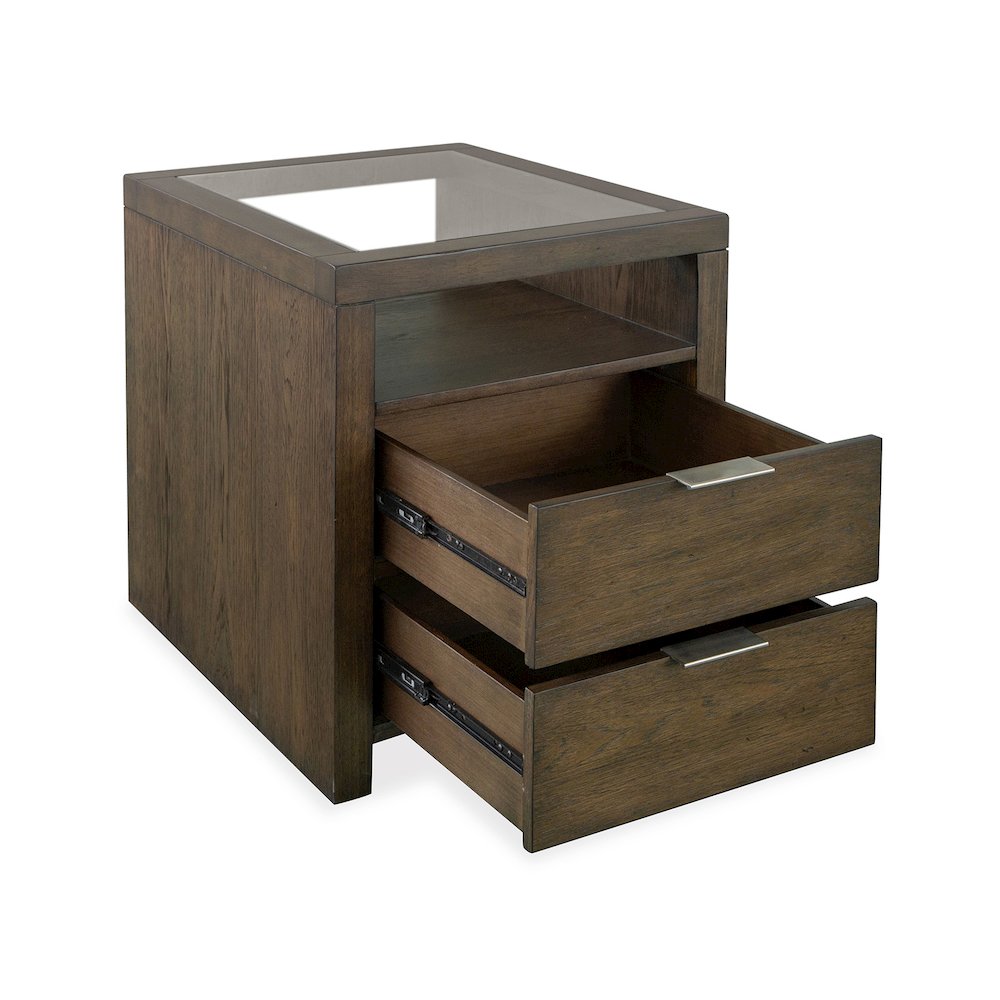 Merrick Homestead Brown And Clear Glass Rectangular End Table. Picture 5