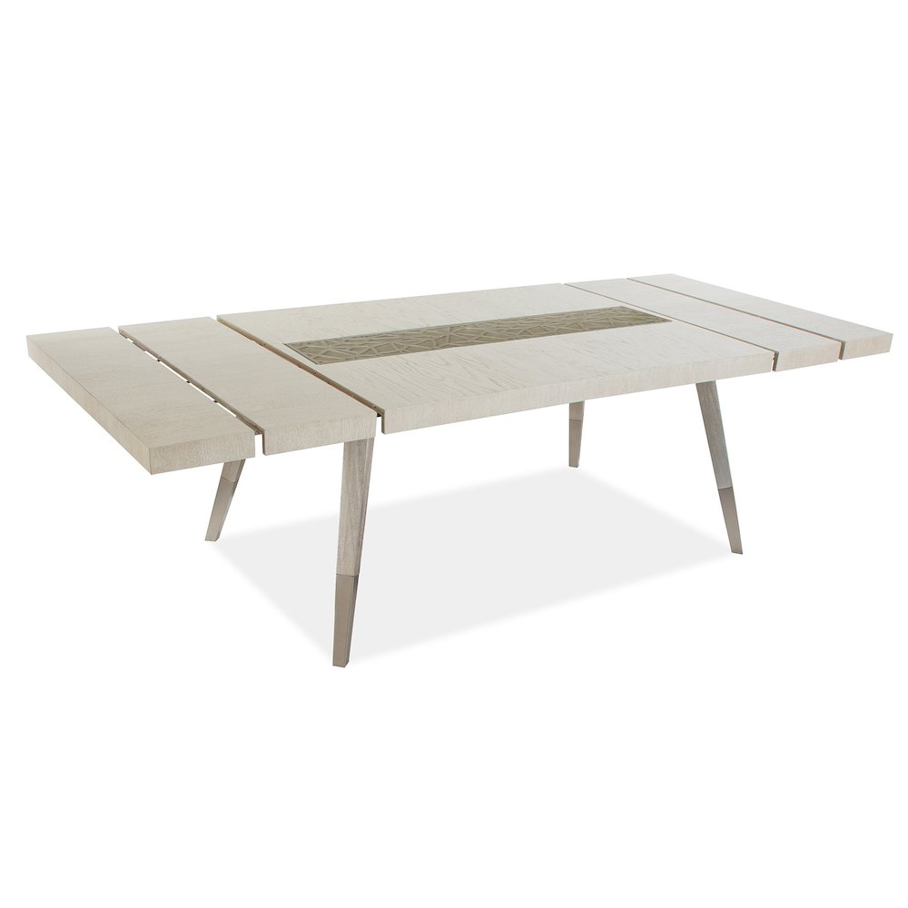 Lenox Warm Silver And Acadia White Extendable Rectangular Dining Table. Picture 7