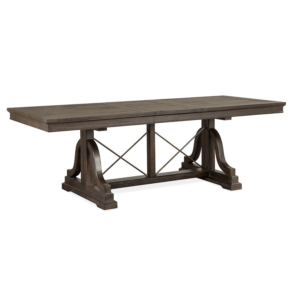 Westley Falls Graphite Extendable Trestle Dining Table. Picture 1