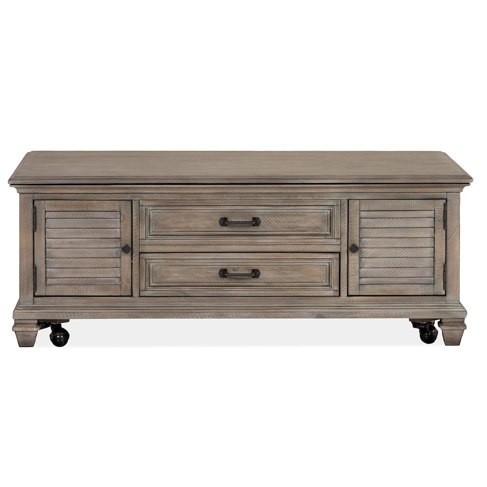 Lancaster Dovetail Grey Lift Top Storage Cocktail Table With Casters. Picture 4