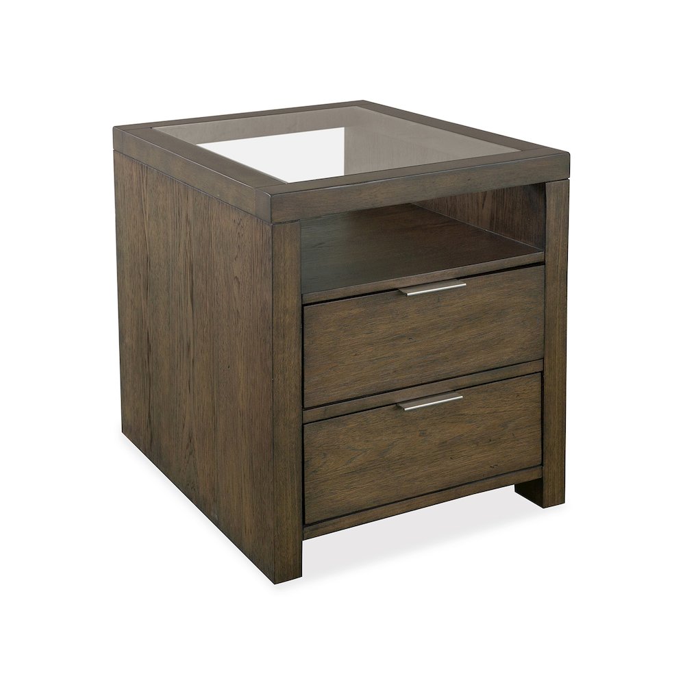 Merrick Homestead Brown And Clear Glass Rectangular End Table. Picture 1