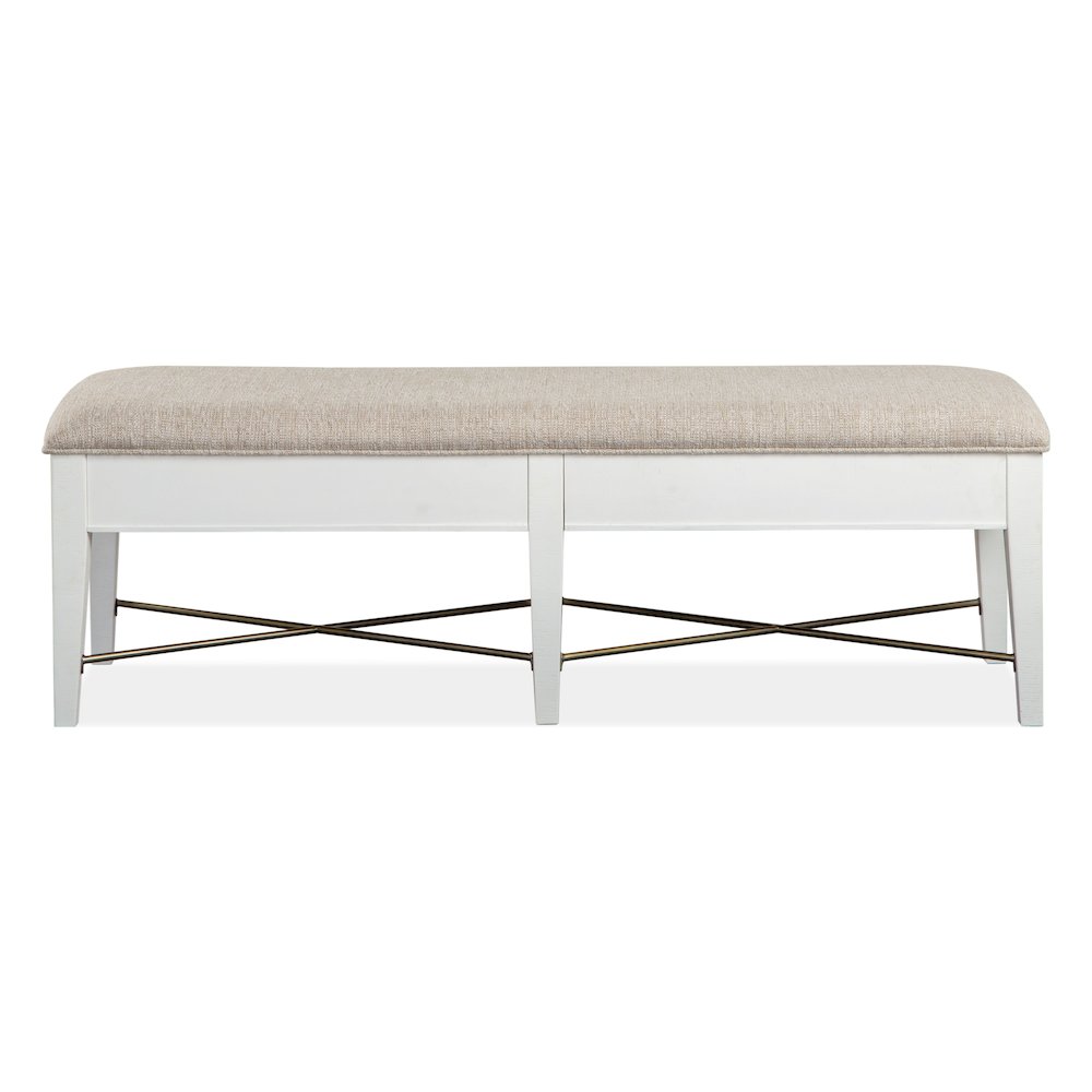 Heron Cove Chalk White And Dovetail Grey Upholstered Bench. Picture 3
