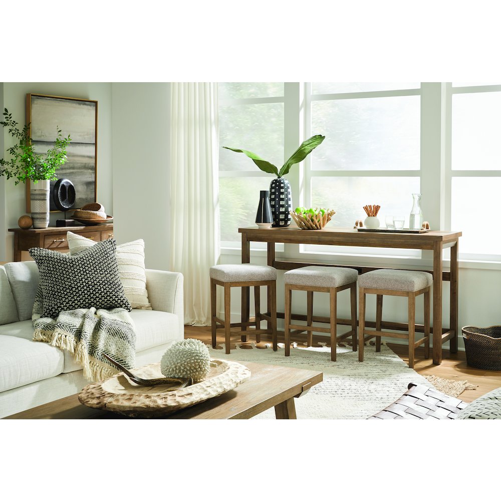 Lindon Belgian Wheat Grey Upholstered Stool. Picture 6
