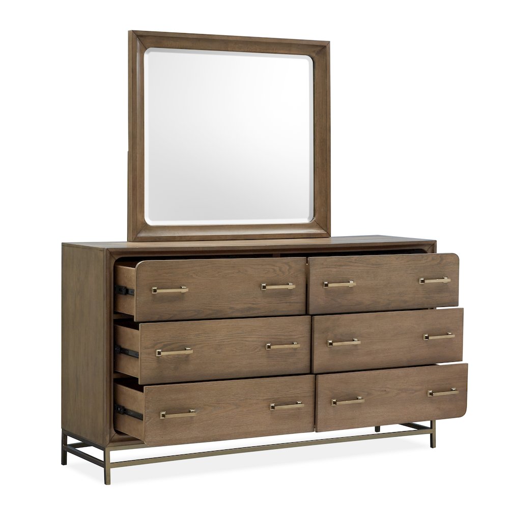 Lindon Belgian Wheat And Coffee Bean Double Drawer Dresser With Landscape Mirror. Picture 6