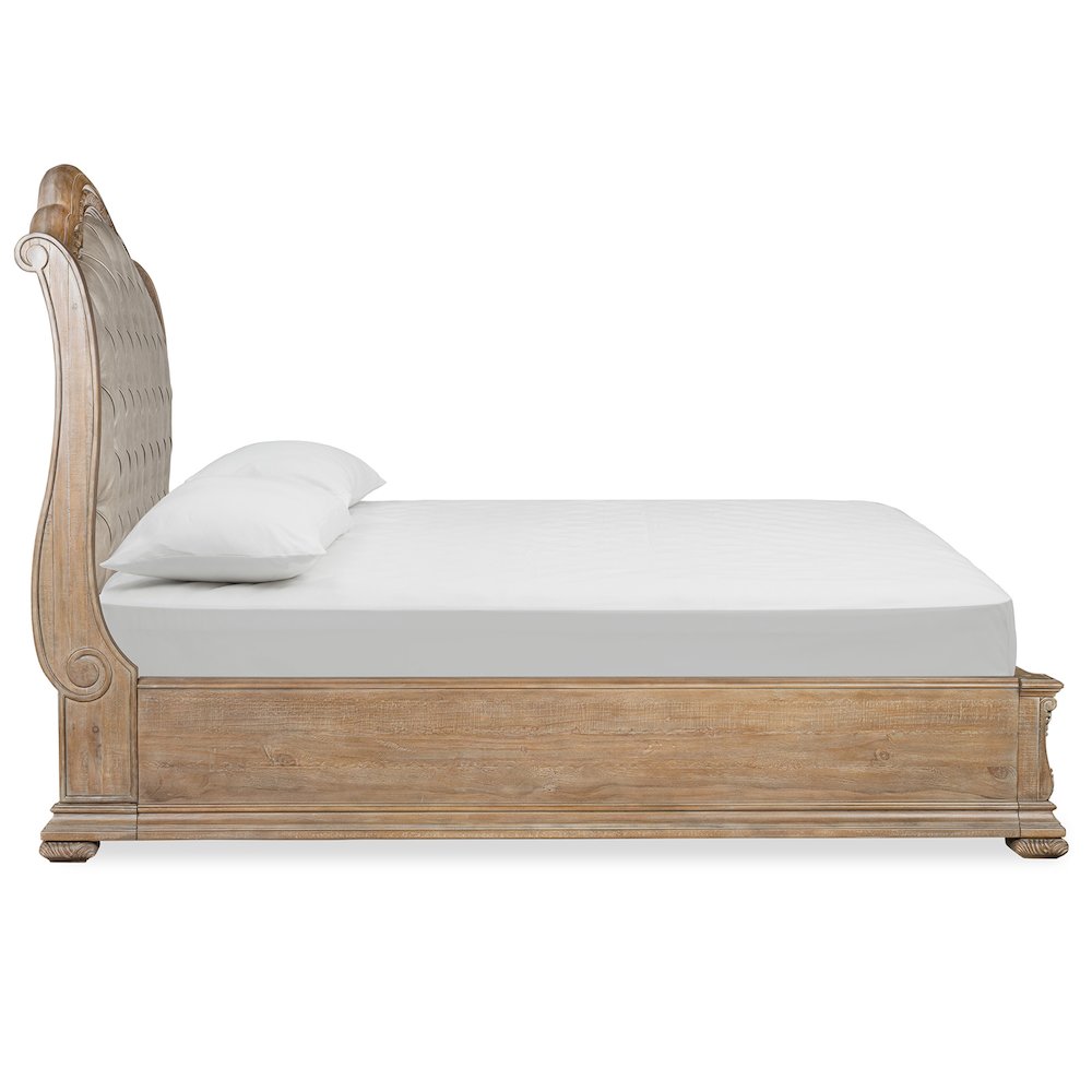 Marisol Fawn Queen Upholstered Sleigh Storage Bed. Picture 5