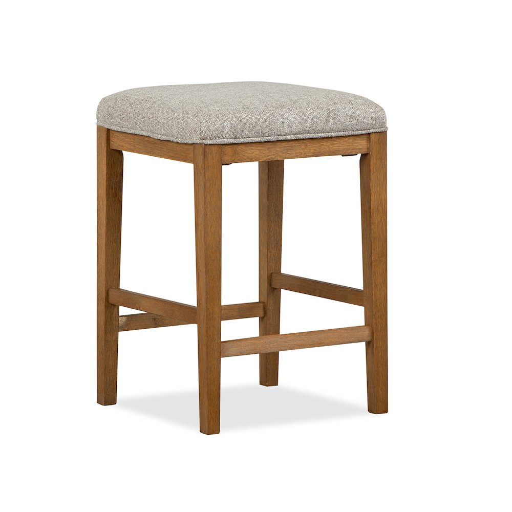 Lindon Belgian Wheat Grey Upholstered Stool. Picture 1