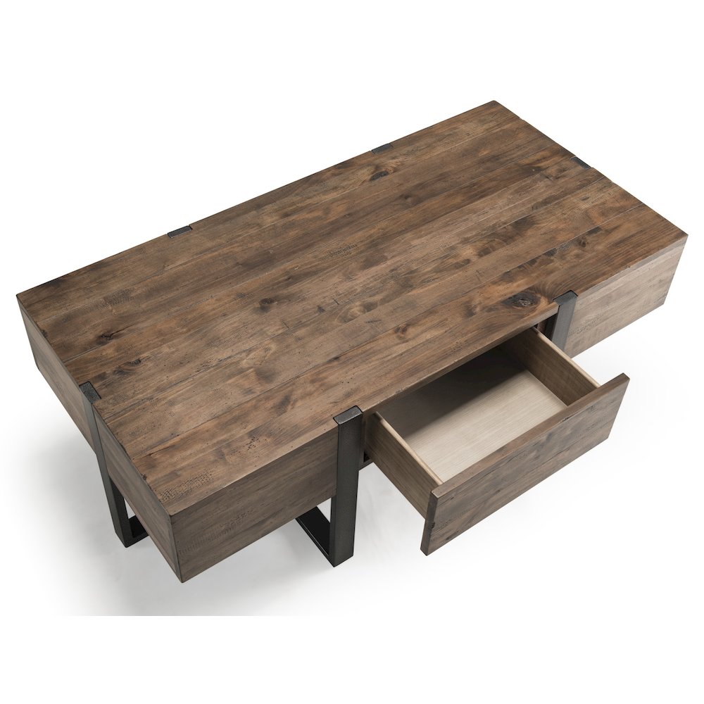 Prescott Rustic Honey And Distressed Iron Condo Rectangular Cocktail Table. Picture 2