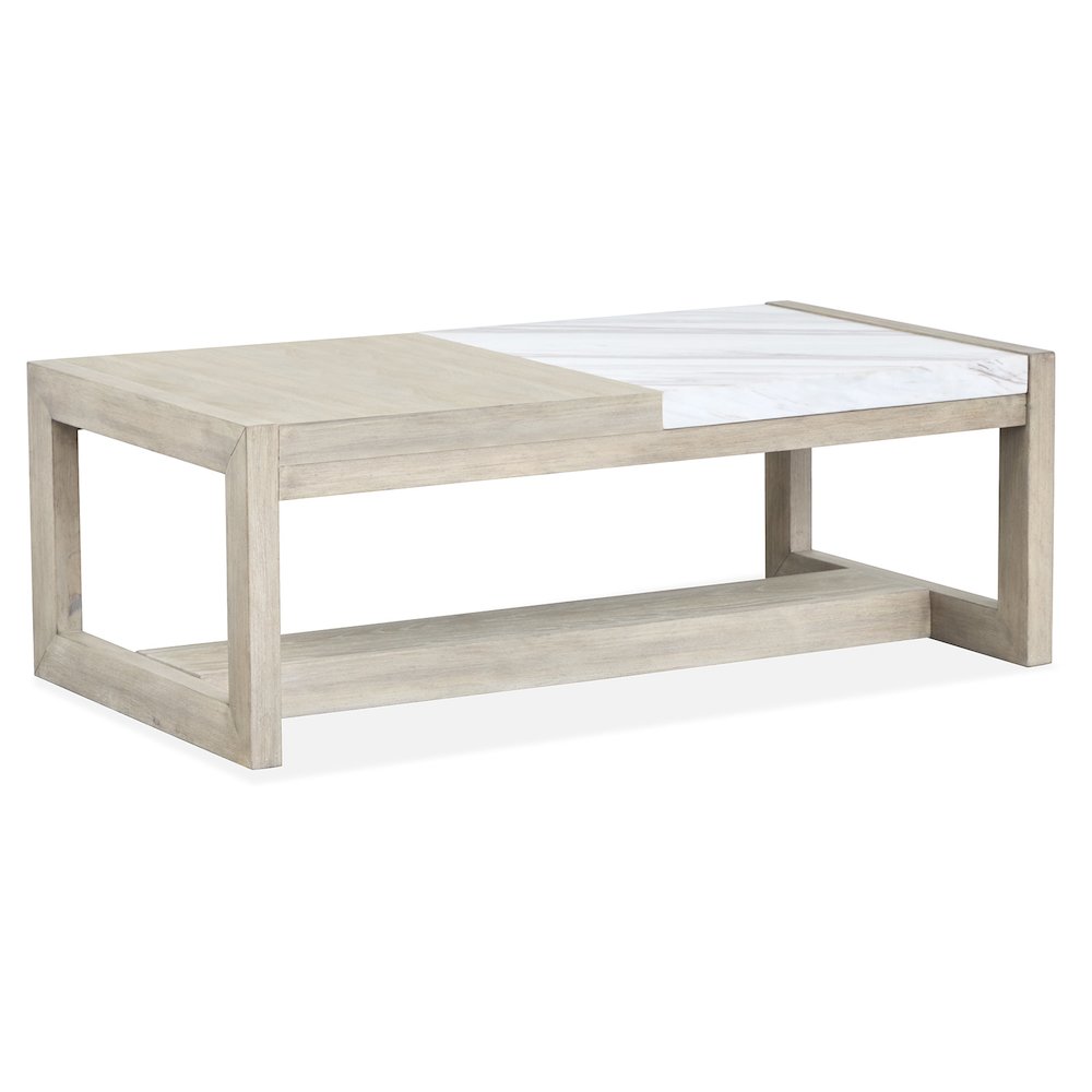 Preston Gallery Buff And Antique Silver Rectangular Cocktail Table. Picture 5
