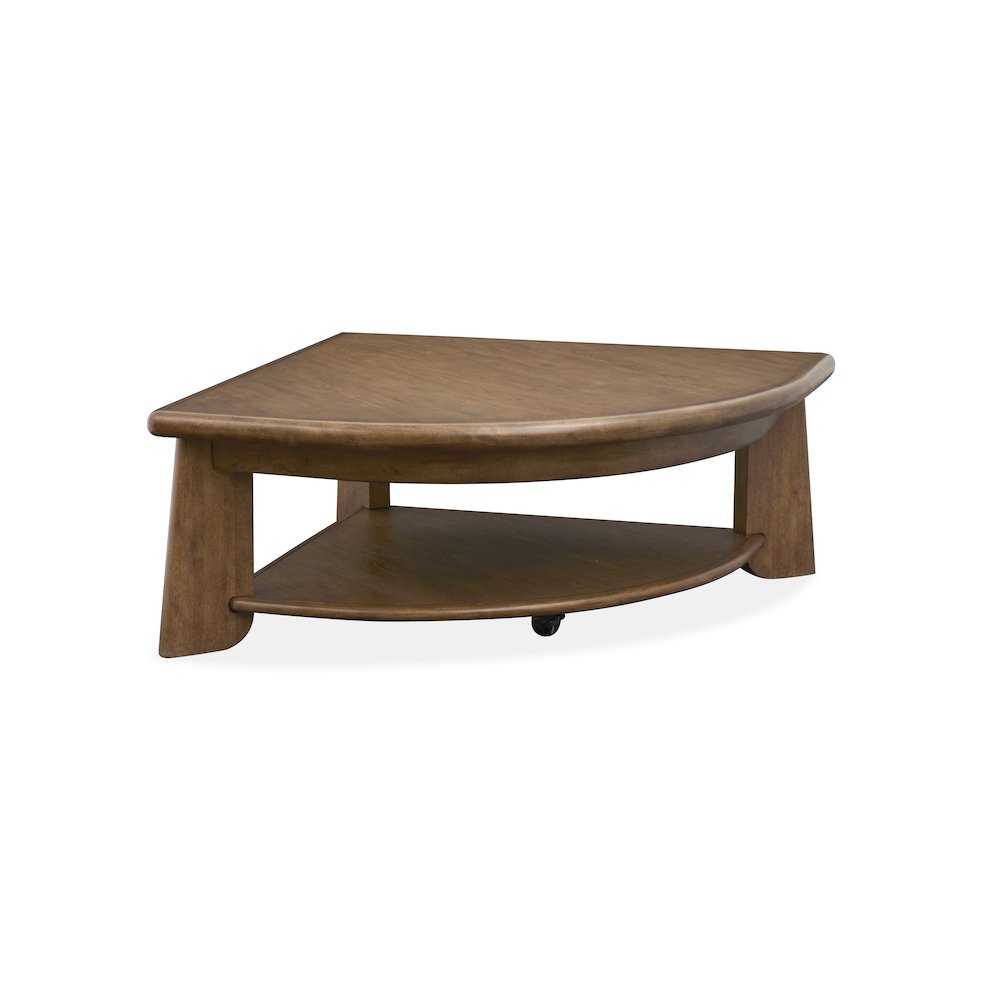 Tanner Tawny Brown Pie Shaped Lift Top Cocktail Table With Casters. Picture 1