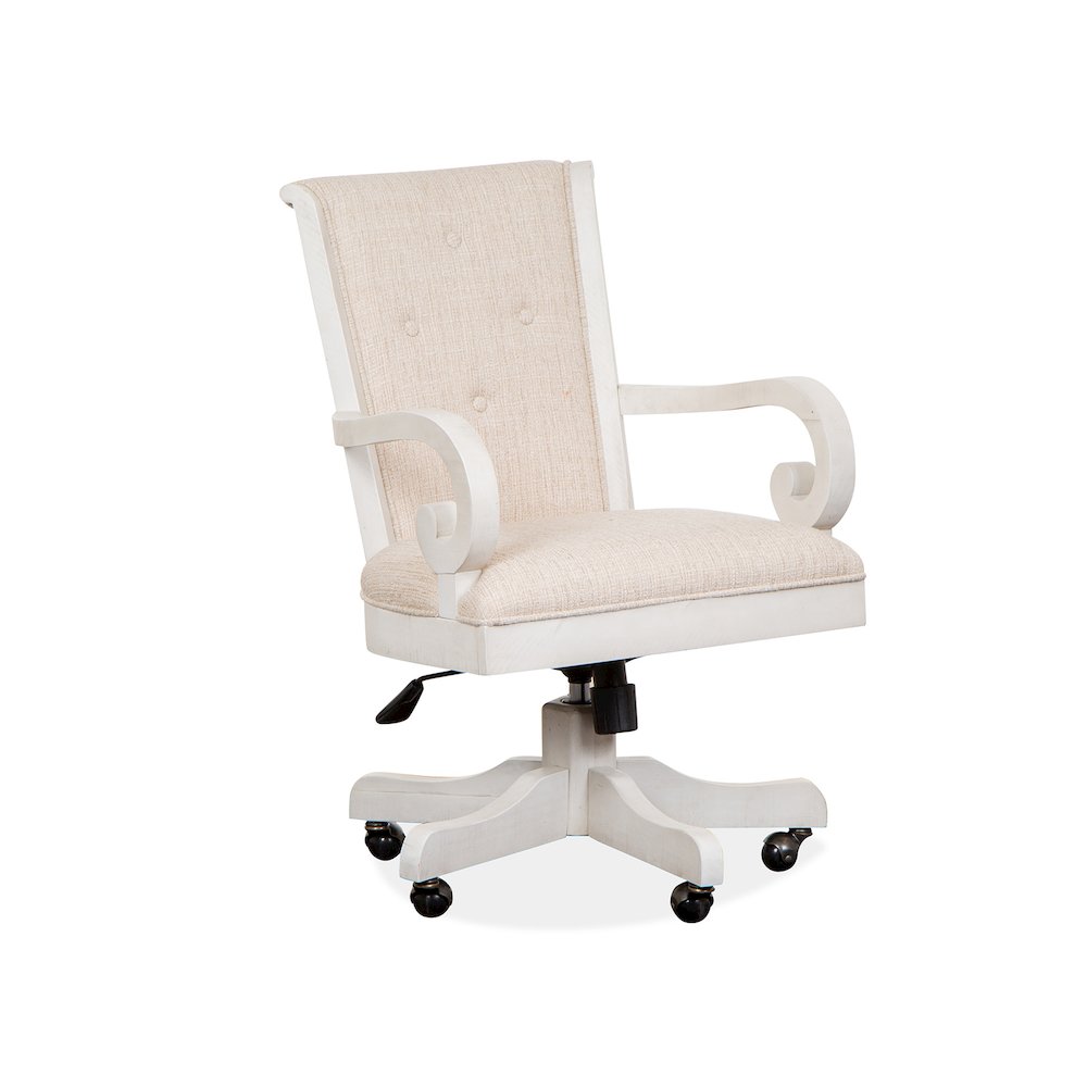 Bronwyn Alabaster Fully Upholstered Swivel Chair. Picture 1