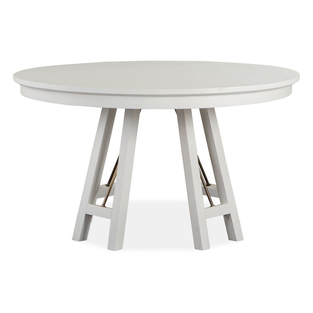 Heron Cove Chalk White And Dovetail Grey 52" Round Dining Table. Picture 1