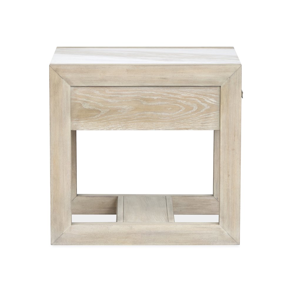 Preston Gallery Buff And Antique Silver Rectangular End Table. Picture 3