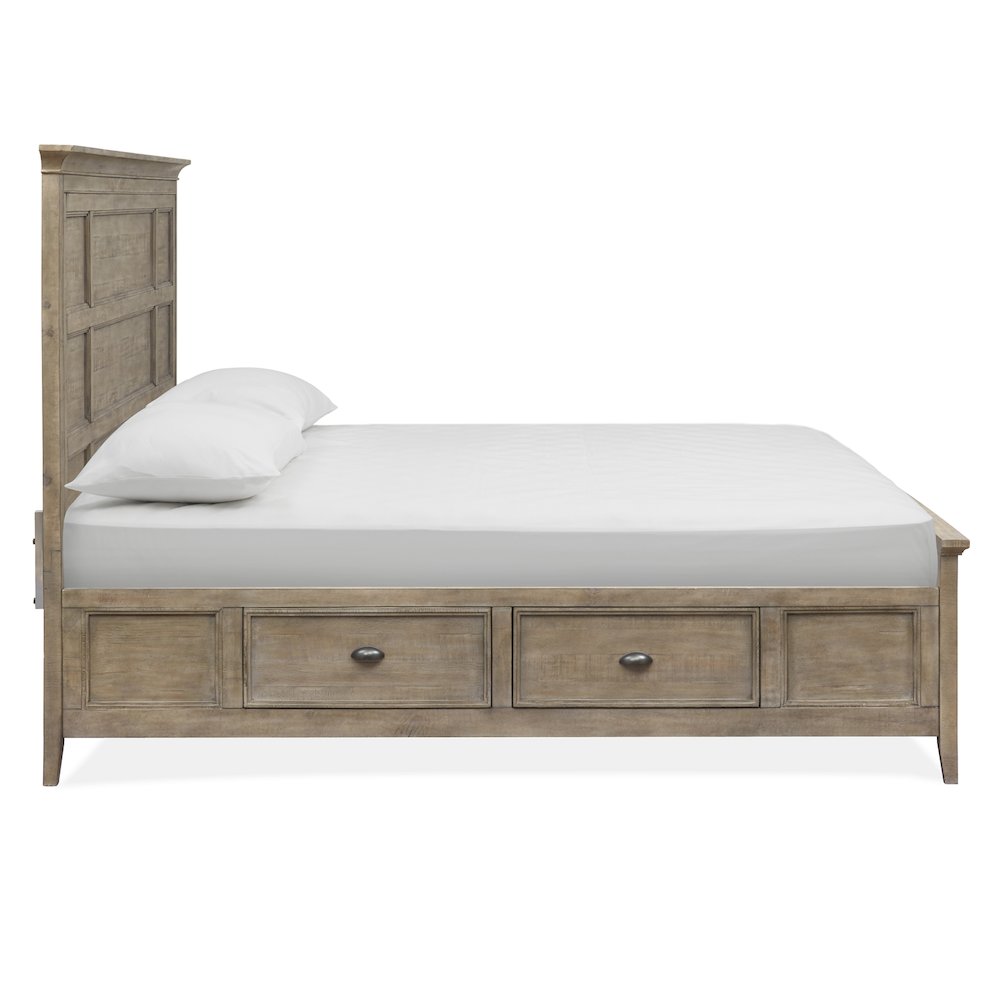 Paxton Place Dovetail Grey Queen Panel Storage Bed. Picture 4