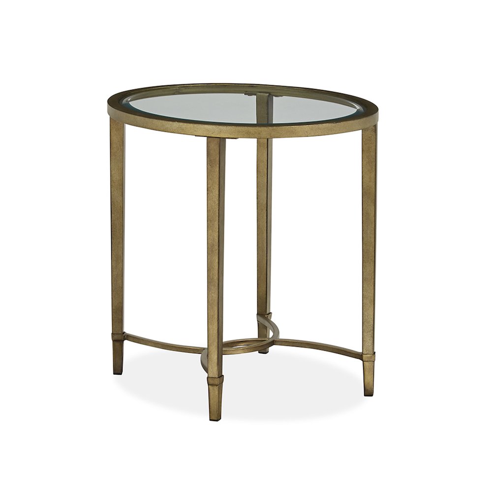 Copia Antiqued Silver With Gold Tint Oval End Table. Picture 1
