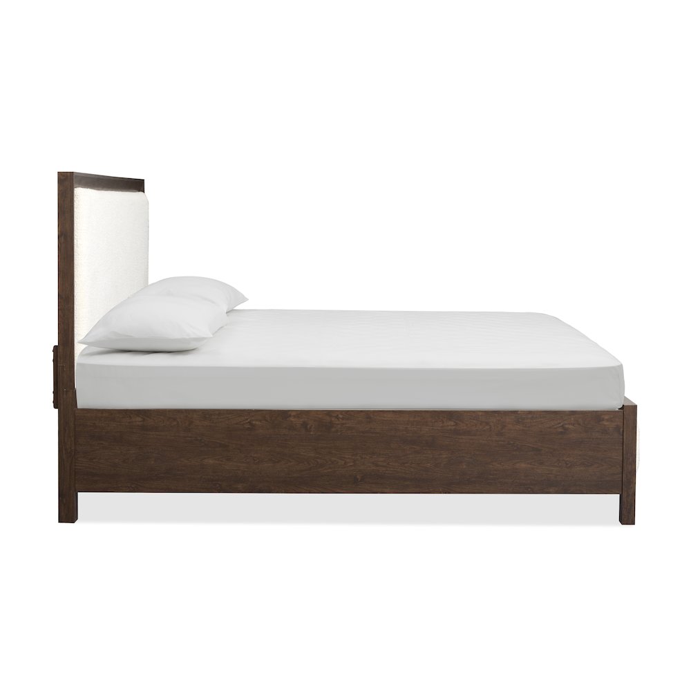 Llewellyn Columbian Walnut Queen Upholstered Panel Bed. Picture 3