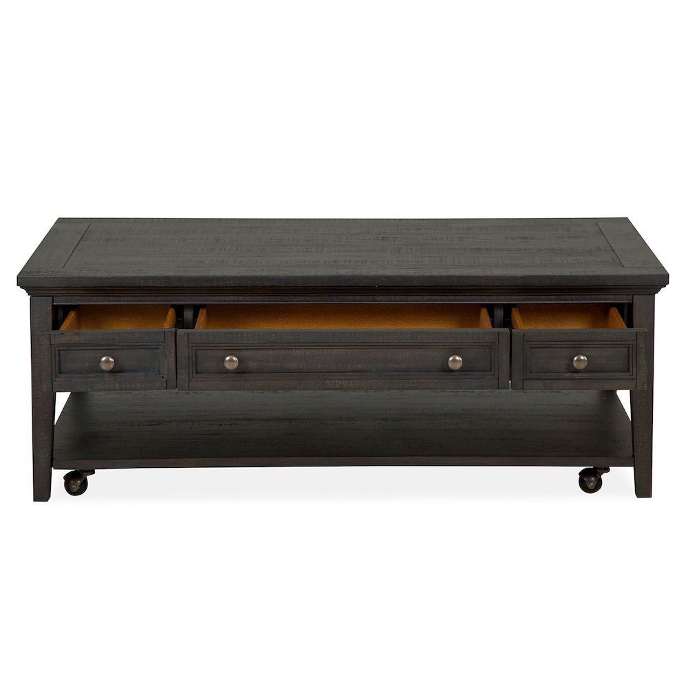 Westley Falls Graphite Rectangular Cocktail Table With Casters. Picture 7