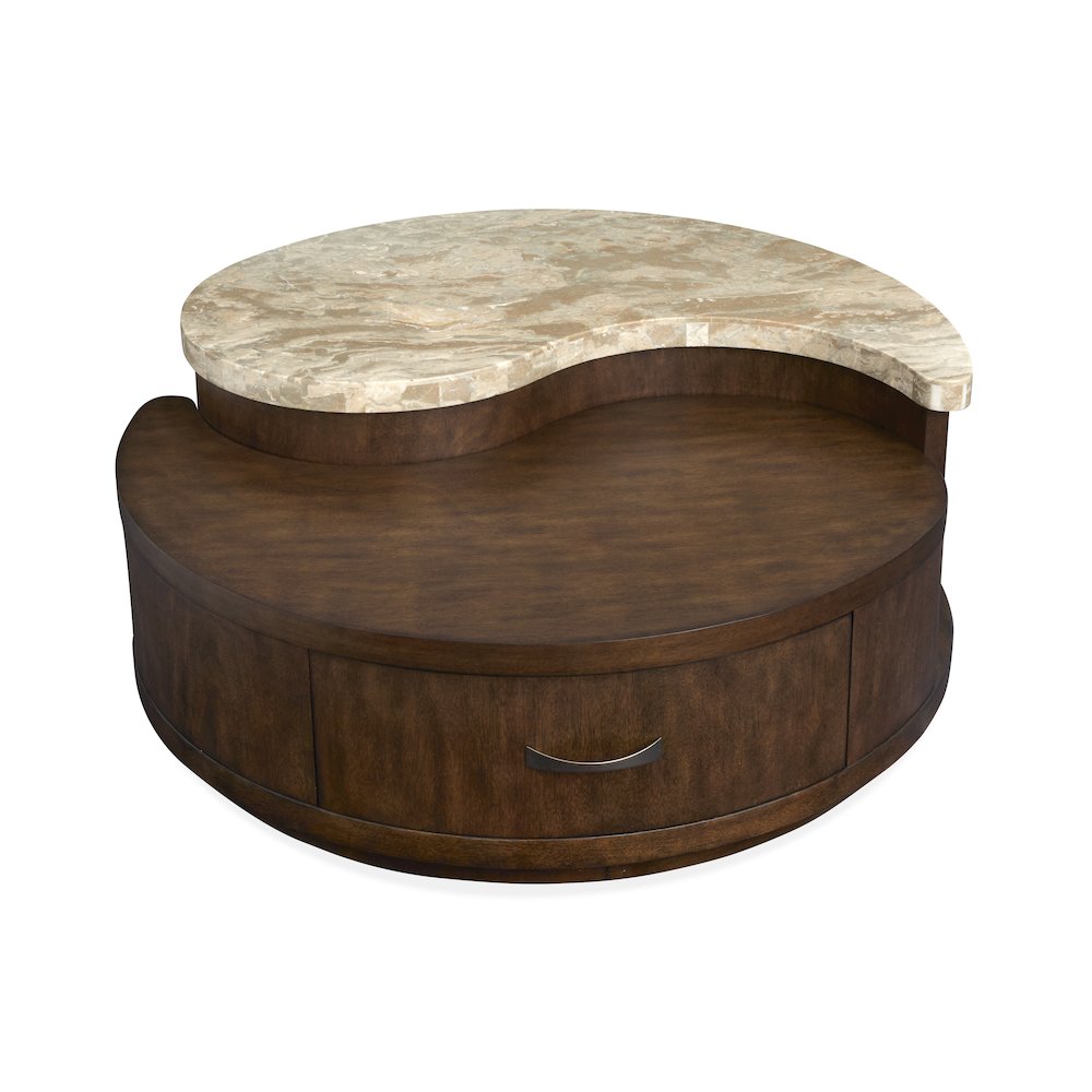 Mcpherson Burnt Umber Round Cocktail Table With Casters. Picture 6
