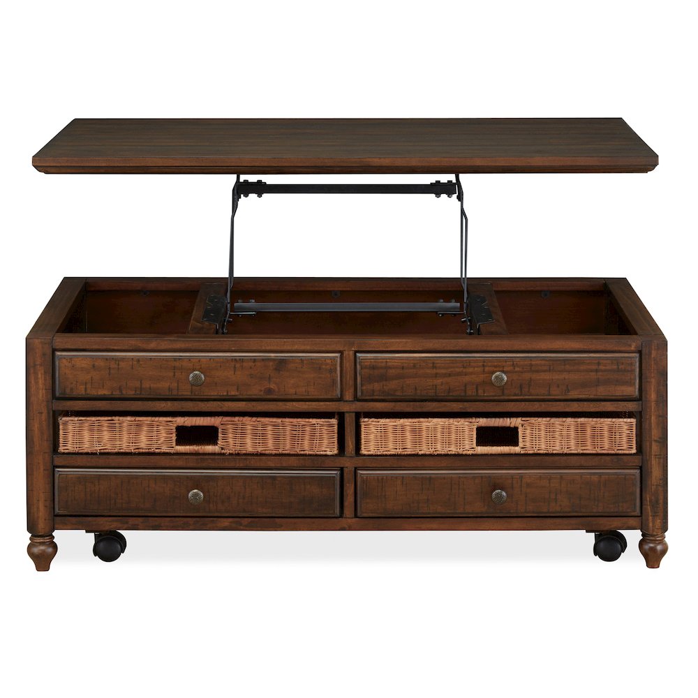 Cottage Lane Coffee Rectangular Lift Top Cocktail Table. Picture 4