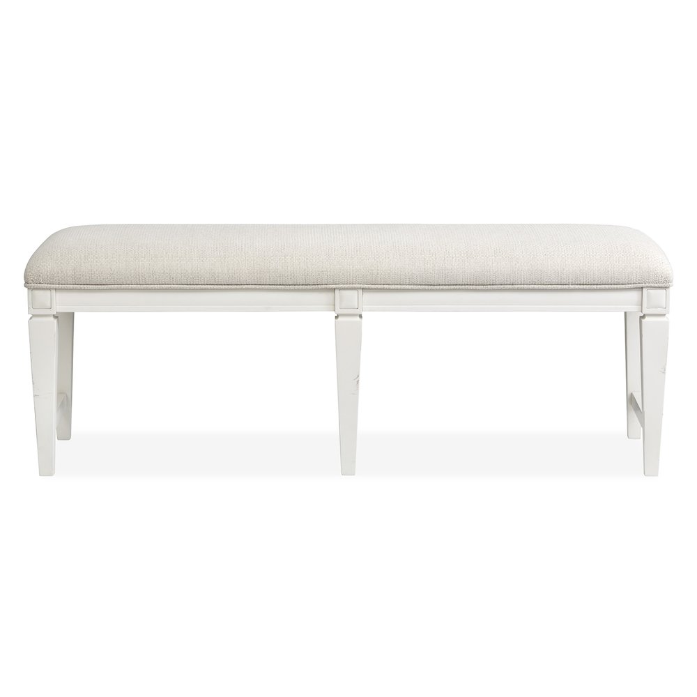 Willowbrook Egg Shell White Upholstered Bench. Picture 2