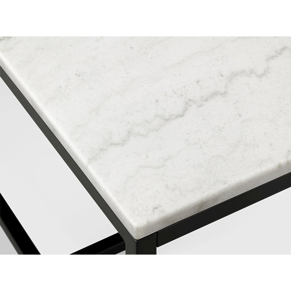 Torin White Marble And Matte Black Rectangular Cocktail Table. Picture 3