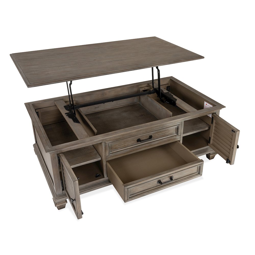 Lancaster Dovetail Grey Lift Top Storage Cocktail Table With Casters. Picture 10